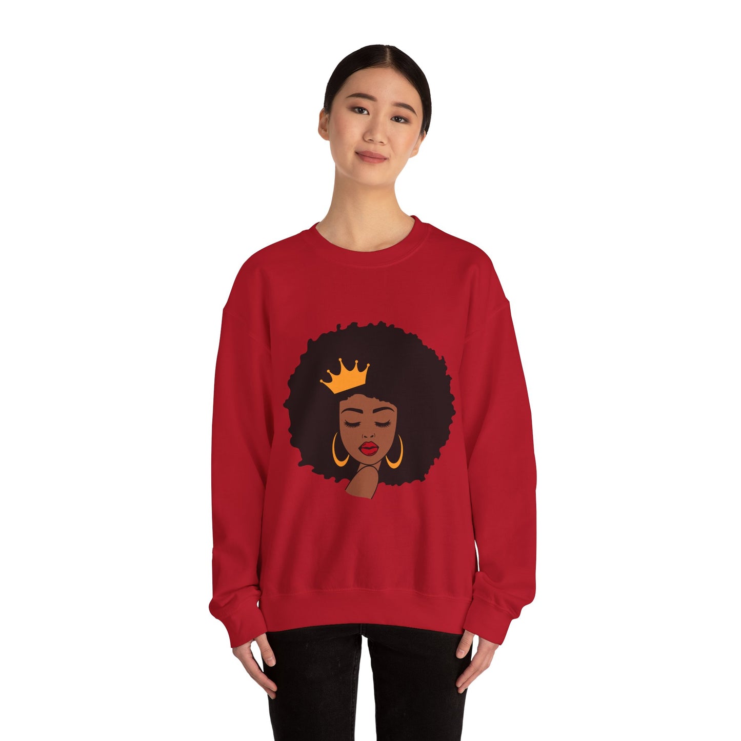 Crowned Queen Sweatshirt - Unisex Heavy Blend™ Crewneck with Afro Design
