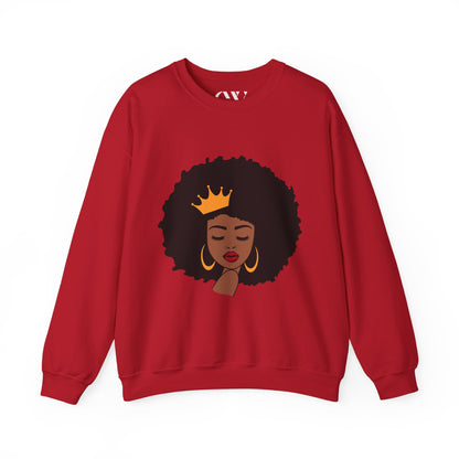 Crowned Queen Sweatshirt - Unisex Heavy Blend™ Crewneck with Afro Design