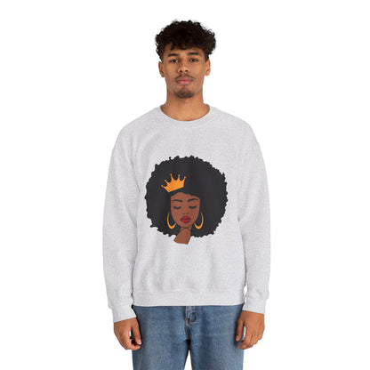 Crowned Queen Sweatshirt - Unisex Heavy Blend™ Crewneck with Afro Design