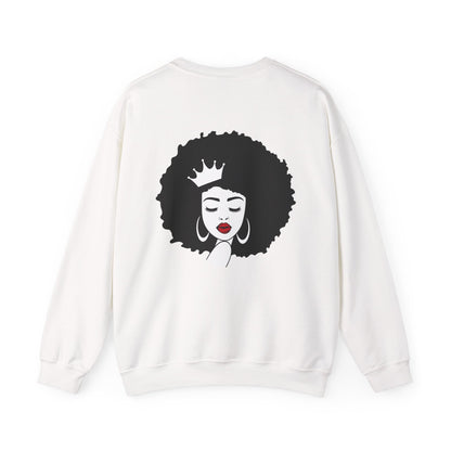 Crowned Queen Sweatshirt - Unisex Heavy Blend™ Crewneck with Afro Design