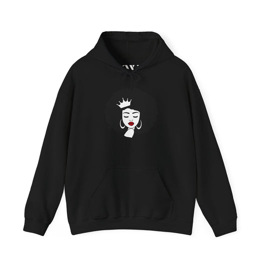 Crowned Queen Hoodie - Unisex Heavy Blend™ Sweatshirt with Bold Afro Design