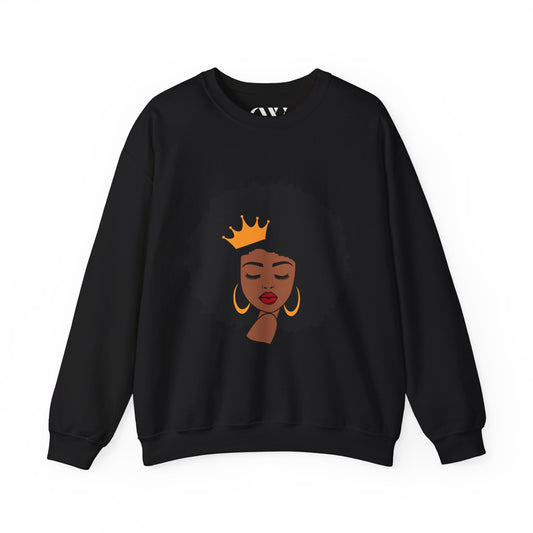Crowned Queen Sweatshirt - Unisex Heavy Blend™ Crewneck with Afro Design