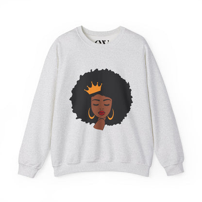 Crowned Queen Sweatshirt - Unisex Heavy Blend™ Crewneck with Afro Design