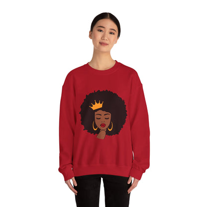 Crowned Queen Sweatshirt - Unisex Heavy Blend™ Crewneck with Afro Design