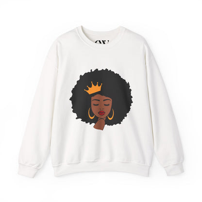 Crowned Queen Sweatshirt - Unisex Heavy Blend™ Crewneck with Afro Design