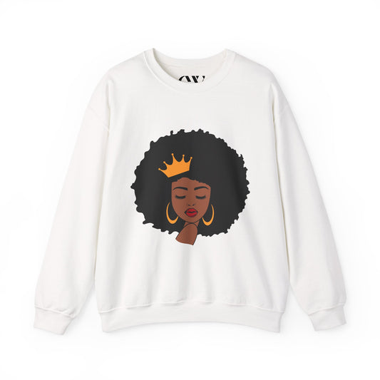 Crowned Queen Sweatshirt - Unisex Heavy Blend™ Crewneck with Afro Design